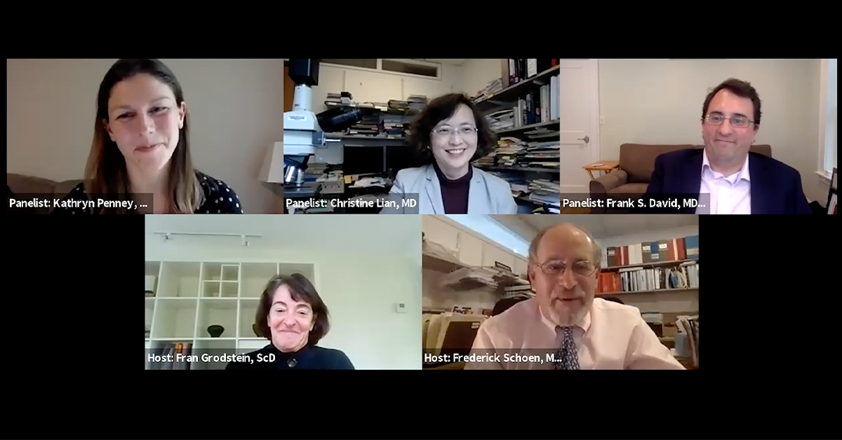Zoom screen shot of panelists and moderators from webinar.