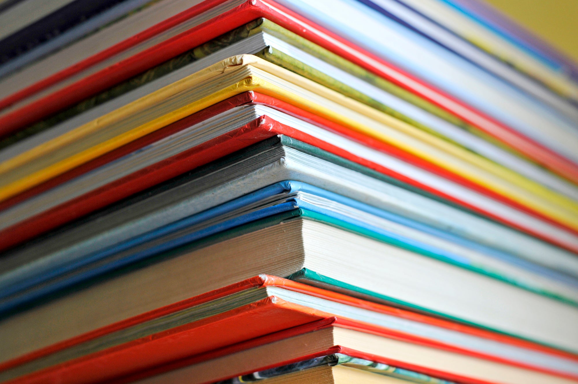 Stack of colorful books.