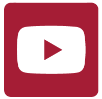 YouTube icon of a white square on a red background with a red triangle play button inside it. 